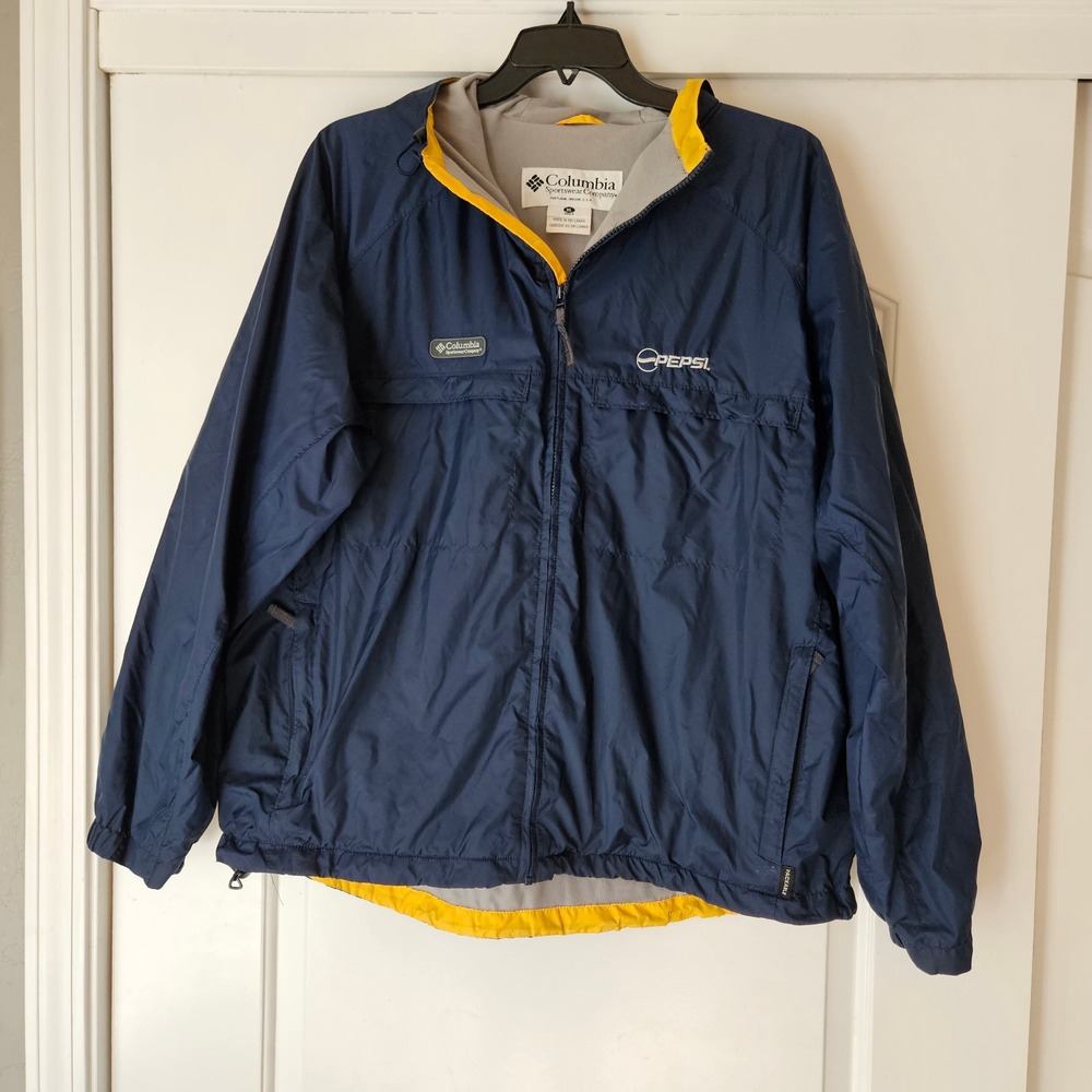 Columbia Pepsi Navy Blue Packable Windbreaker Jacket Mens‎ XL Lightweight Hiking